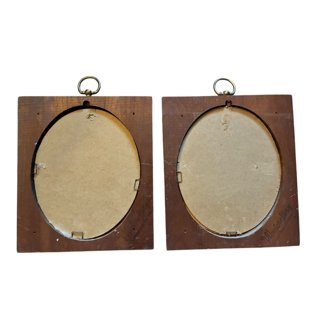 VINTAGE Woodcraftery Heirloom Cherry Wood Silhouettes Set of 2 - Picture 4 of 7